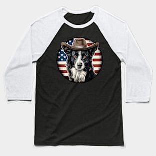 Patriotic Border Collie Baseball T-Shirt